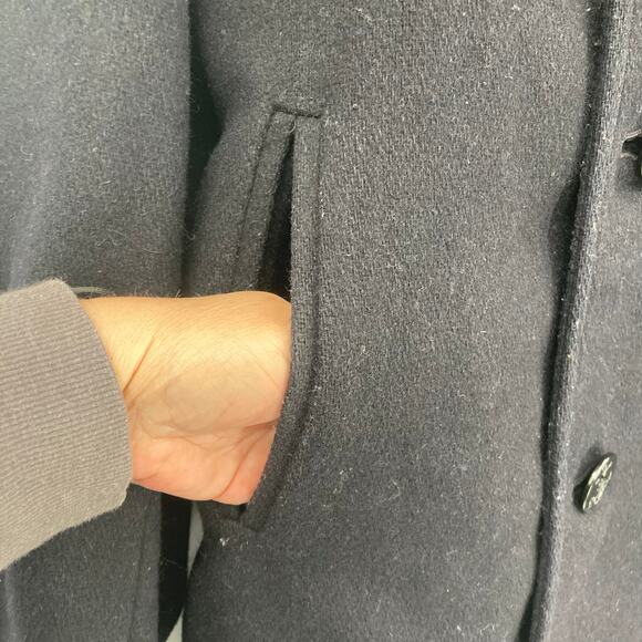 Vintage Land’s End Wool Red Lined Black Peacoat Made in USA Men’s - Picture 5 of 14